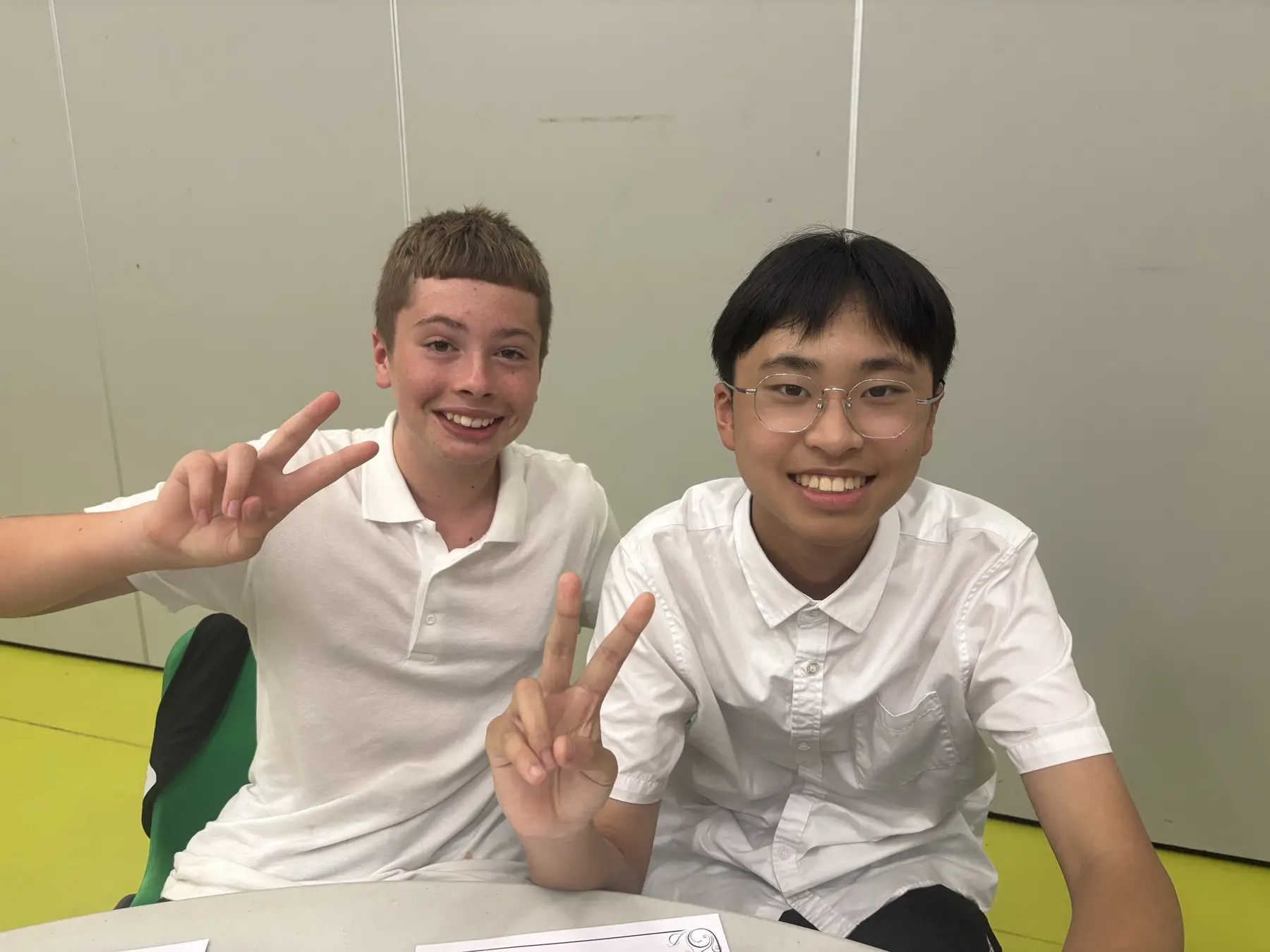 Two student buddies smiling together at Park Community School