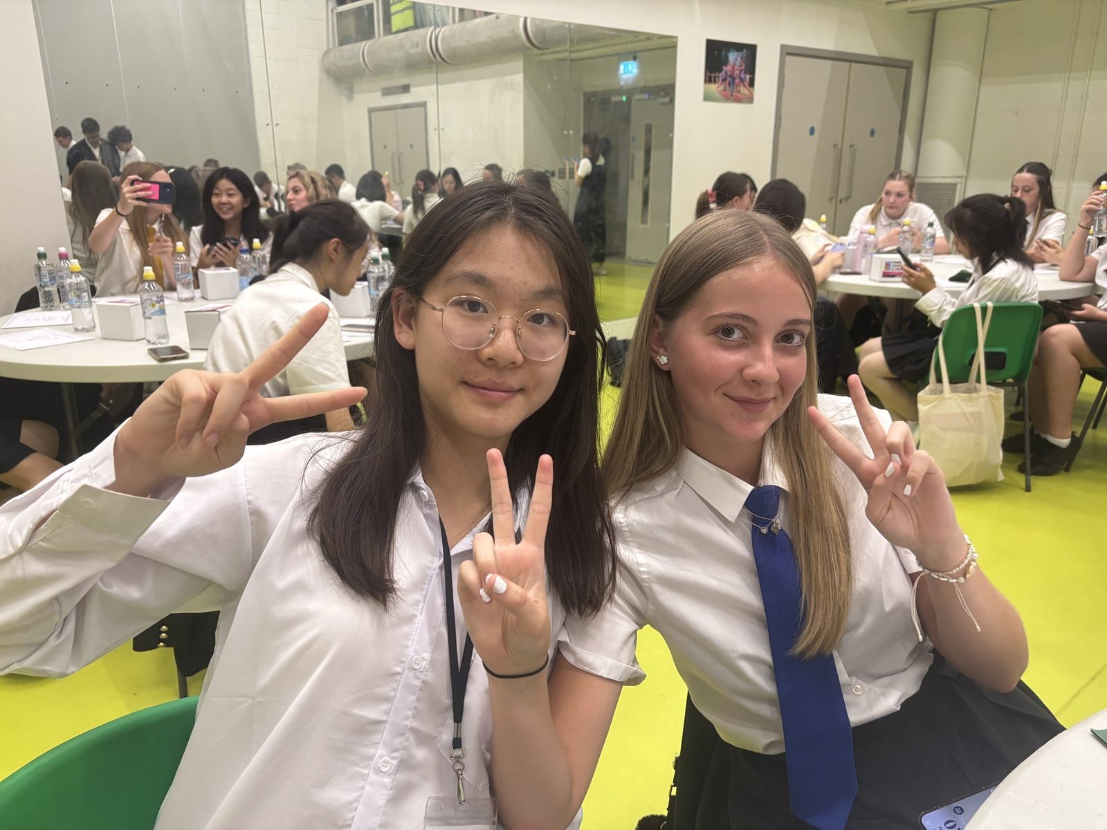 Two students together during a school exchange at Park Community School