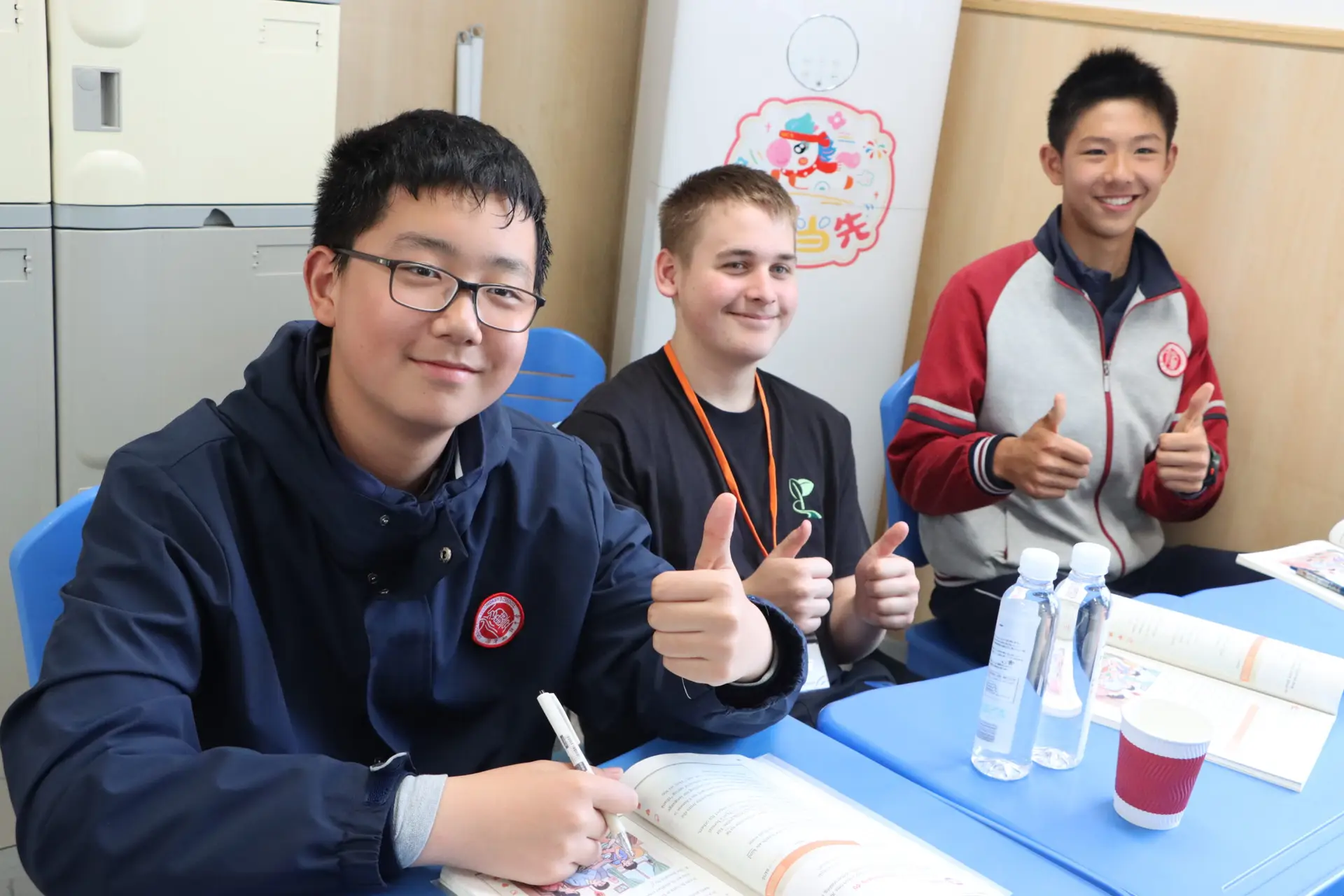 British and Chinese students together in a classroom during the China exchange